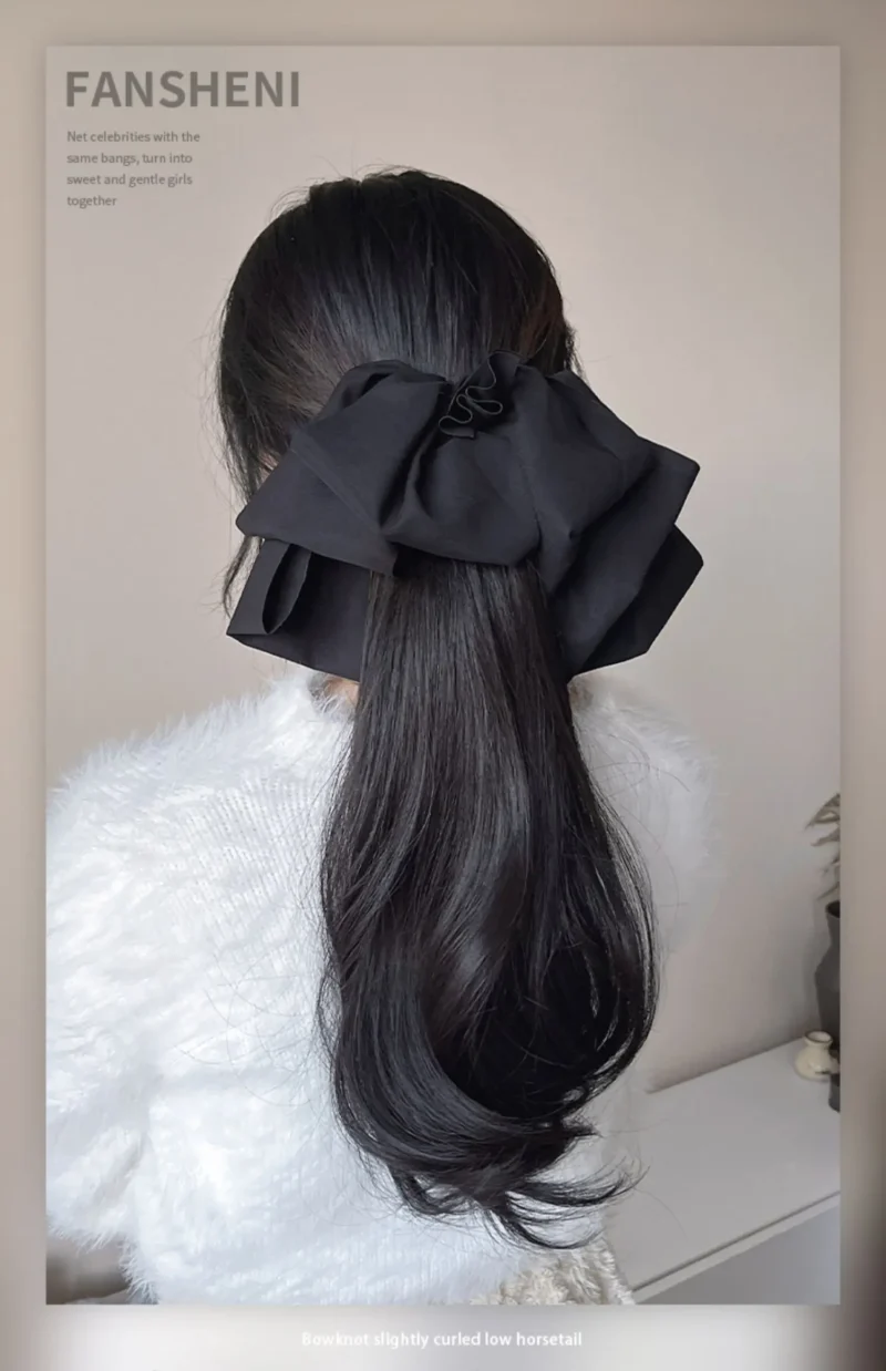 AS Synthetic Claw Clip Ponytail Hair Extensions long Curly hair Natural bow Tail False Hair For Women Horse Tail Black Hairpiece