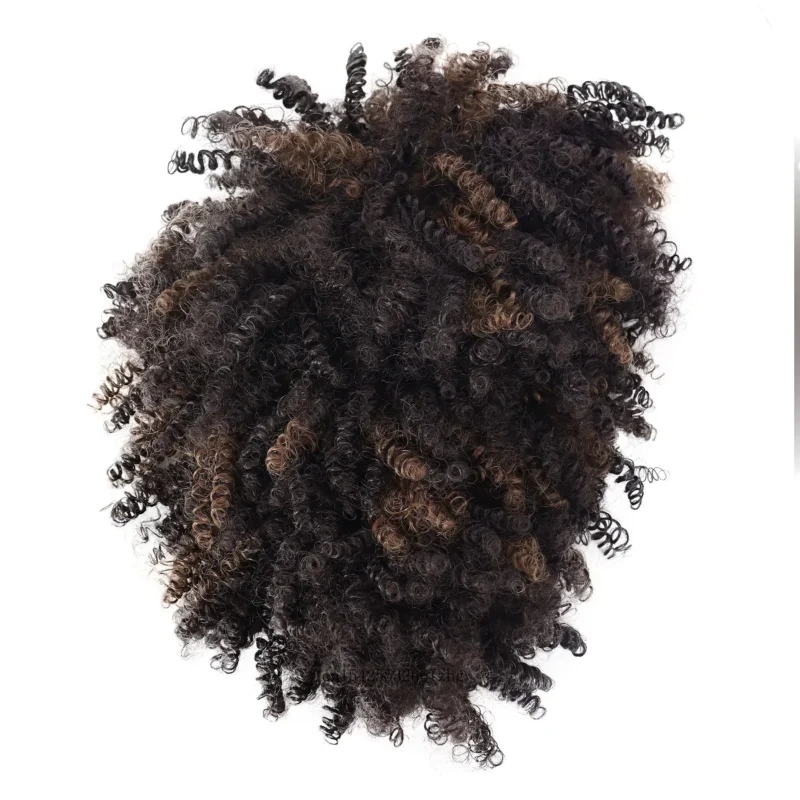 Synthetic Hair Short Afro Wigs for Black Women Lose Curly Wig with Bangs African Hairstyle Mixed Brown Female Wig Heat Resistant - Image 4